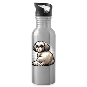 Shih tzu Shih tzu Shih tzu Shih tzu propriétaire de Shih tzu fan - Gourde avec paille intégrée - argent clair - Droite