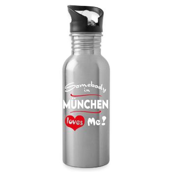 München Stadt Urban T-Shirt City Heimatliebe Town - Trinkflasche mit integriertem Trinkhalm - Lightsilver - Rechts