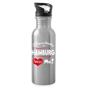 Hamburg Stadt Urban T-Shirt City Heimatliebe Town - Trinkflasche mit integriertem Trinkhalm - Lightsilver - Rechts