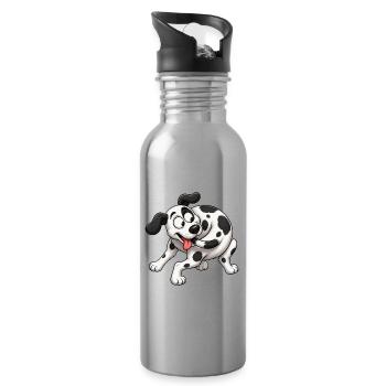 Dizzy Dalmatian Tail Chasing Tornado - Water bottle with straw - silver - Right