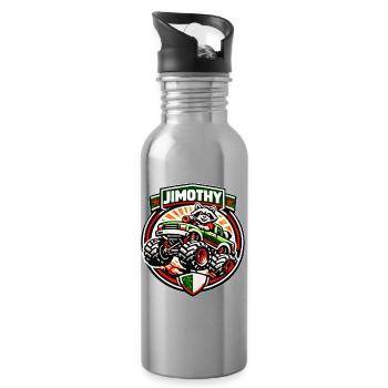 Jimothy Raccoon – Funny Vintage Off-Road Design - Water bottle with straw - silver - Right
