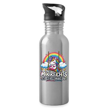 Mir reicht’s – Ich geh schaukeln - Trinkflasche mit integriertem Trinkhalm - Lightsilver - Rechts