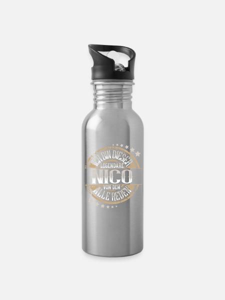 Nico - Trinkflasche mit integriertem Trinkhalm - Lightsilver