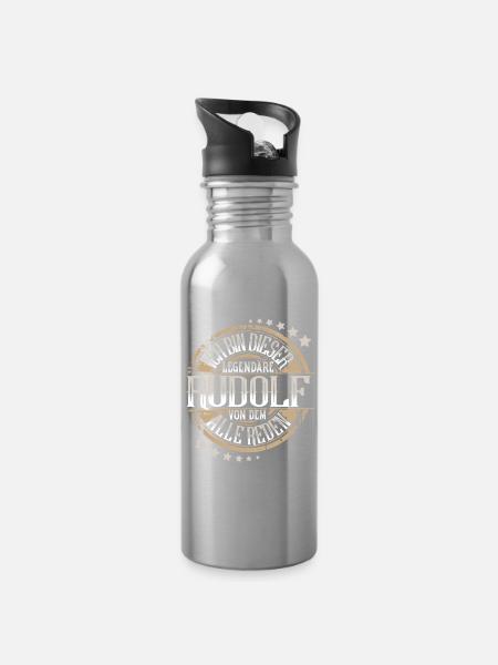 Rudolf - Trinkflasche mit integriertem Trinkhalm - Lightsilver