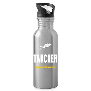 Taucher Geschenk Tiefenentspannt Tauchen - Trinkflasche mit integriertem Trinkhalm - Lightsilver - Rechts