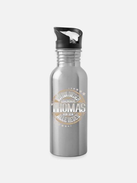 Thomas - Trinkflasche mit integriertem Trinkhalm - Lightsilver