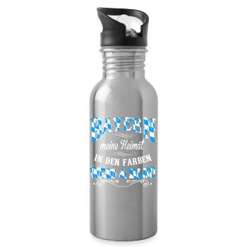 Bayern - Meine Heimat - Trinkflasche mit integriertem Trinkhalm - Lightsilver - Rechts