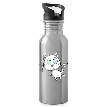 Katze auf Tour - Katzen - Kätzchen - Kitten - Tier - Trinkflasche mit integriertem Trinkhalm - Lightsilver - Rechts