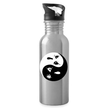 Yin Yang Ghosts I Halloween - Water bottle with straw - silver - Right