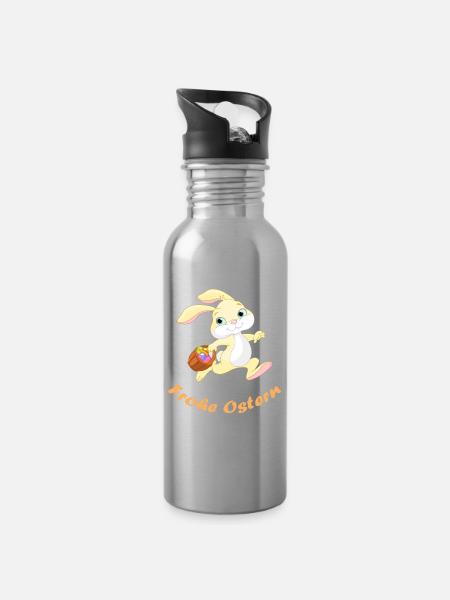 Easter - Water bottle with straw - silver