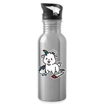 Unicorn DIY Kawaii Niedlich Steinbock Ziege lustig - Trinkflasche mit integriertem Trinkhalm - Lightsilver - Rechts