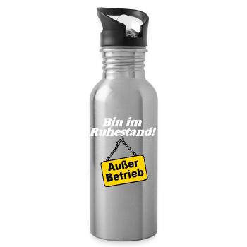 Rente Rentner Ruhestand Bin im Ruhestand(25) - Trinkflasche mit integriertem Trinkhalm - Lightsilver - Rechts