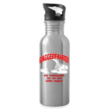 Baggerfahrer Leidenschaft Bagger - Trinkflasche mit integriertem Trinkhalm - Lightsilver - Rechts