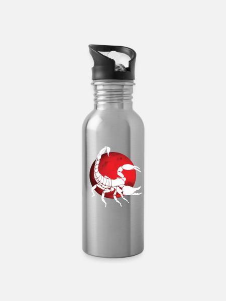 Skorpion Sternzeichen - Trinkflasche mit integriertem Trinkhalm - Lightsilver