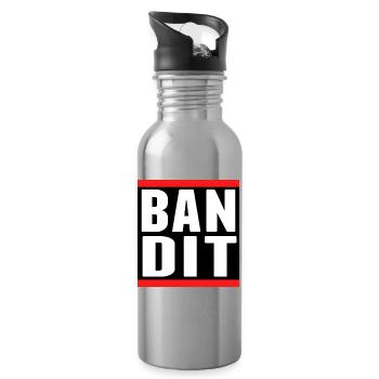 bandit dieb crime criminal aufkleber hooligan gang - Trinkflasche mit integriertem Trinkhalm - Lightsilver - Rechts