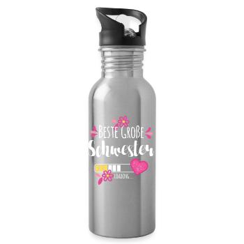 Beste Große Schwester Loading - Trinkflasche mit integriertem Trinkhalm - Lightsilver - Rechts