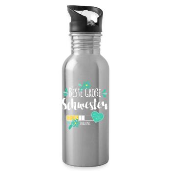 Beste Große Schwester Loading - Trinkflasche mit integriertem Trinkhalm - Lightsilver - Rechts