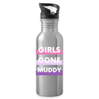 Muddy run shirt mud Matsch Lauf girl Team obstacle - Trinkflasche mit integriertem Trinkhalm - Lightsilver - Rechts