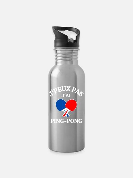ping-pong, ping-pong sport, pongiste - Gourde avec paille intégrée - argent clair