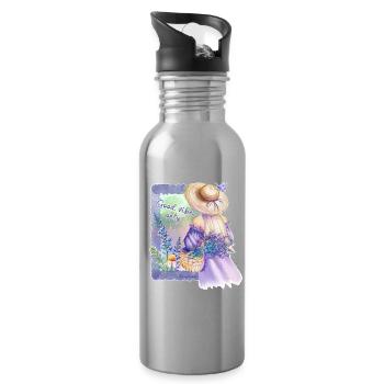 Pastellblumen GuteVibes - Trinkflasche mit integriertem Trinkhalm - Lightsilver - Rechts