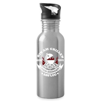 Grill-Motiv mit Bier-Design - Trinkflasche mit integriertem Trinkhalm - Lightsilver - Rechts