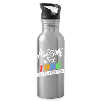 1986 - Jahrgang 1986 - Fantastisch seit 1986 - Trinkflasche mit integriertem Trinkhalm - Lightsilver - Rechts