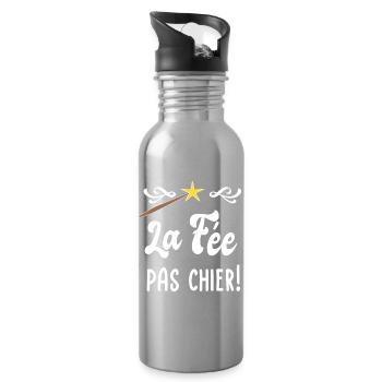 La Fée Pas Cher! - Gourde avec paille intégrée - argent clair - Droite