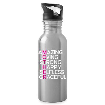 Die beste Mutter aller Zeiten - Trinkflasche mit integriertem Trinkhalm - Lightsilver - Rechts