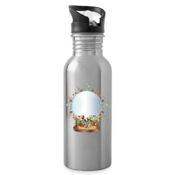 leere nostalgische Schneekugel zum Beschriften - Trinkflasche mit integriertem Trinkhalm - Lightsilver - Rechts