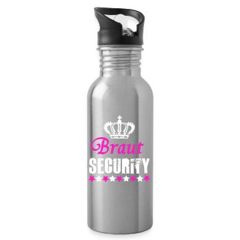 Braut Security - Funny JGA Shirt - Junggesellinnen - Trinkflasche mit integriertem Trinkhalm - Lightsilver - Rechts