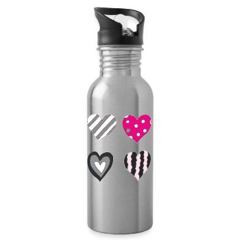 Heart Variation - Water bottle with straw - silver - Right