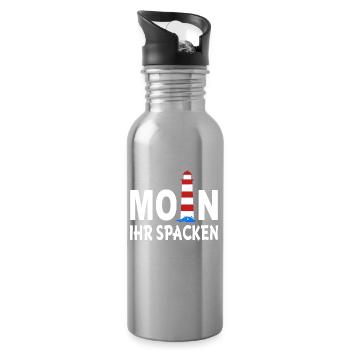 Moin ihr Spacken - Trinkflasche mit integriertem Trinkhalm - Lightsilver - Rechts