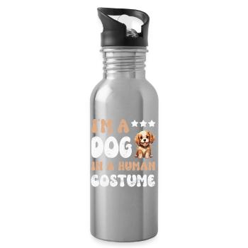 Hund Hunde - Trinkflasche mit integriertem Trinkhalm - Lightsilver - Rechts