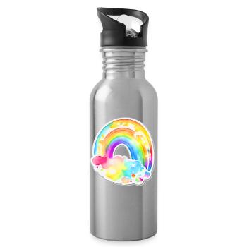 Rainbow - Water bottle with straw - silver - Right