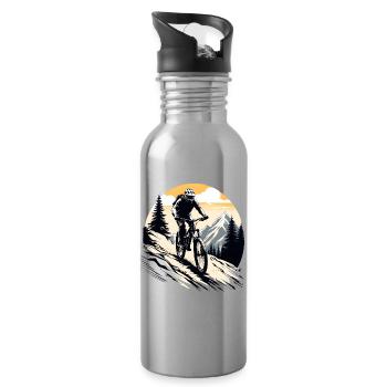 vététiste, vélo, montagnes, de plein air, sport - Gourde avec paille intégrée - argent clair - Droite