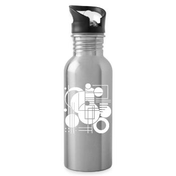 Geometrisches SchwarzWeiß Muster Druck - Trinkflasche mit integriertem Trinkhalm - Lightsilver - Rechts