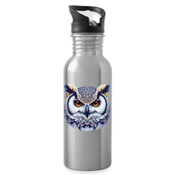 Hibou - Gourde avec paille intégrée - argent clair - Droite