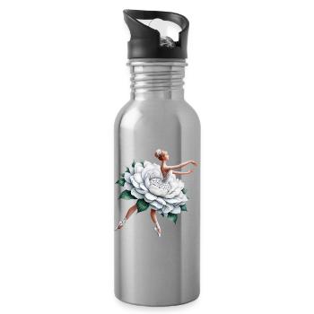 Balletttänzerin mit Tutu - Trinkflasche mit integriertem Trinkhalm - Lightsilver - Rechts