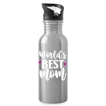 Die beste Mutter der Welt - Trinkflasche mit integriertem Trinkhalm - Lightsilver - Rechts