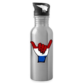 Holland Flag Surfing Symbol - Water bottle with straw - silver - Right