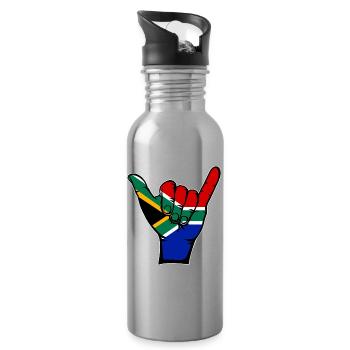 South Africa Flag Surfing Symbol - Water bottle with straw - silver - Right