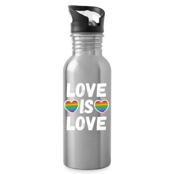 Love is love - Water bottle with straw - silver - Right
