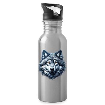 Wolf - Water bottle with straw - silver - Right