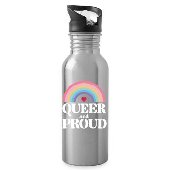 Mois de la fierté LGBT - Queer et fier - Gourde avec paille intégrée - argent clair - Droite