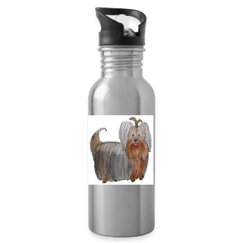 Yorkshire terrier Sticker - Water bottle with straw - silver - Right