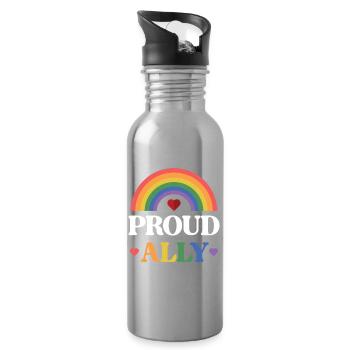 LGBTQ Pride Month - Proud Ally - Water bottle with straw - silver - Right