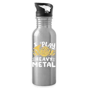 Waldhornspieler Musiker - Trinkflasche mit integriertem Trinkhalm - Lightsilver - Rechts