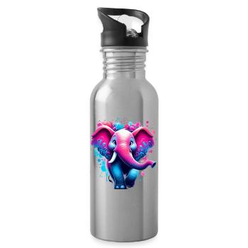 Elefant - Trinkflasche mit integriertem Trinkhalm - Lightsilver - Rechts