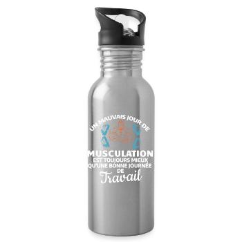 Force et Motivation Musculation - Gourde avec paille intégrée - argent clair - Droite