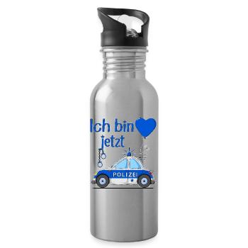 Polizeiauto Ich bin jetzt Geburtstag - Trinkflasche mit integriertem Trinkhalm - Lightsilver - Rechts